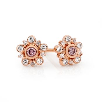 Argyle Pink Diamond flower earrings by Stelios Jewellers in Perth