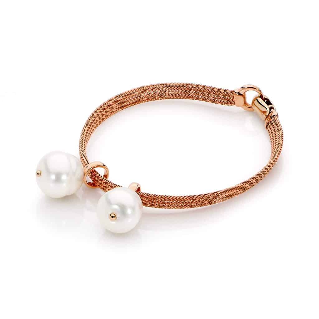 Rose gold Bracelet with Pearl charms By Stelios Jewellers in Perth