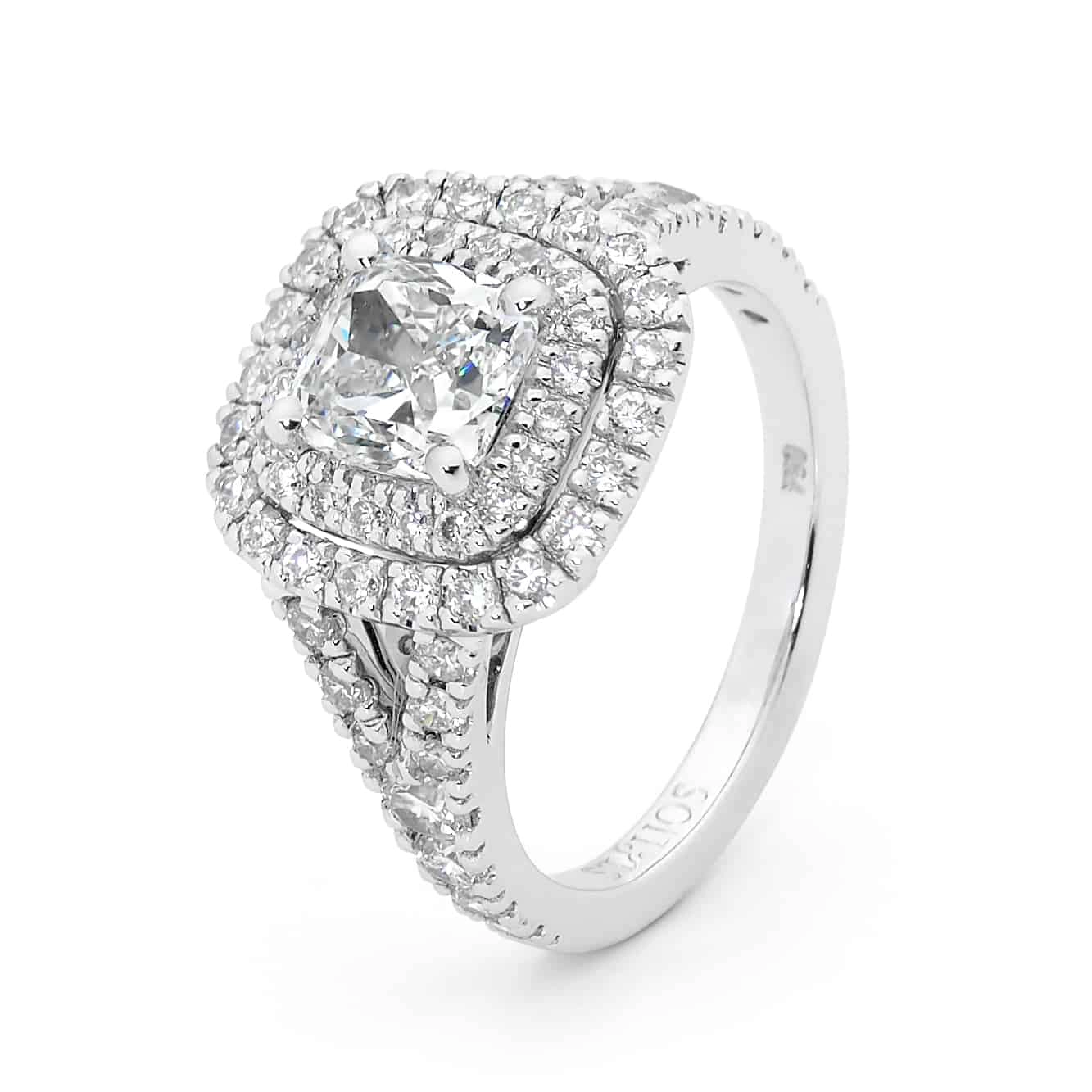 Double Cushion Halo Diamond Ring
