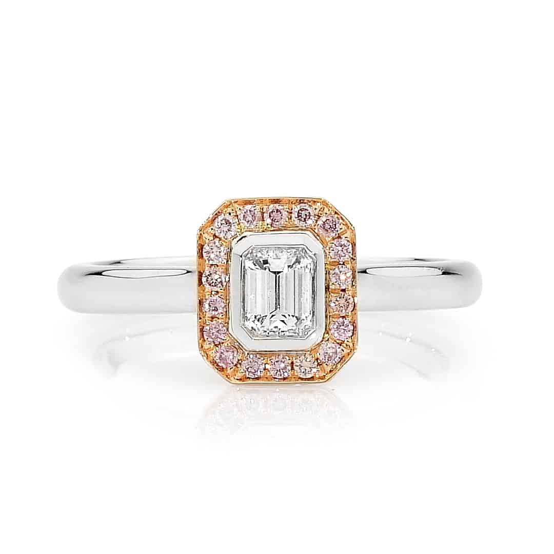 Emerald Cut Pink Diamond Ring
