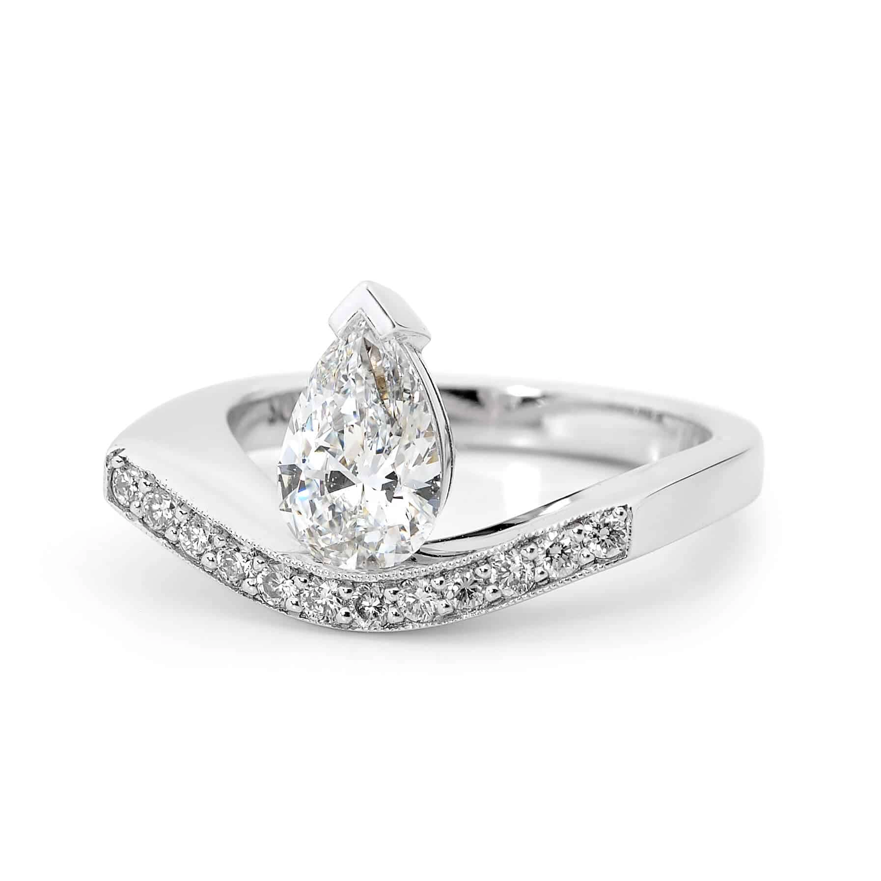 Modern Pear Cut Diamond Ring