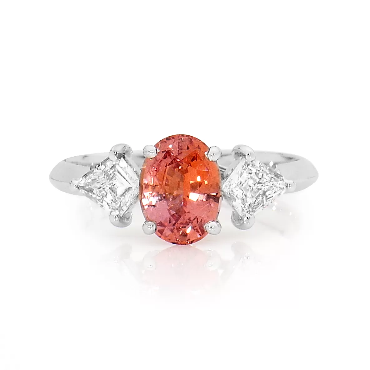 Padparadscha Sapphire, Diamond and Pink Diamond Ring