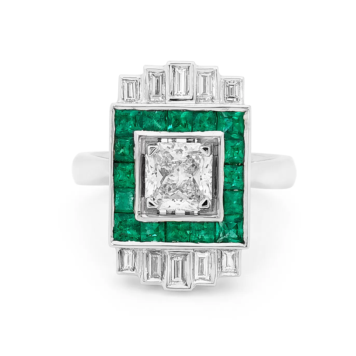 Viridus Diamond and Emerald Ring