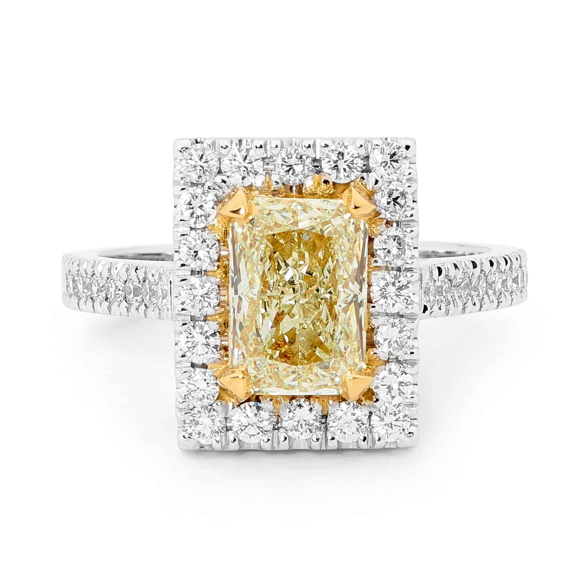 Yellow Radiant Cut Diamond Halo Ring