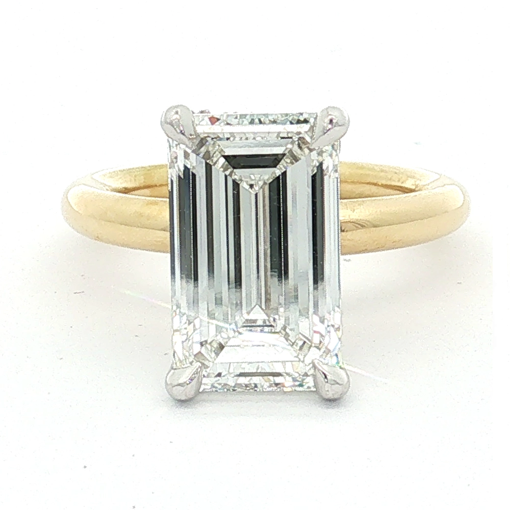 18ct Two-Tone Emerald Cut Lab Grown Diamond Ring 18ct Two-Tone Emerald Cut Lab Grown Diamond Ring, Stelios Jewellers Perth