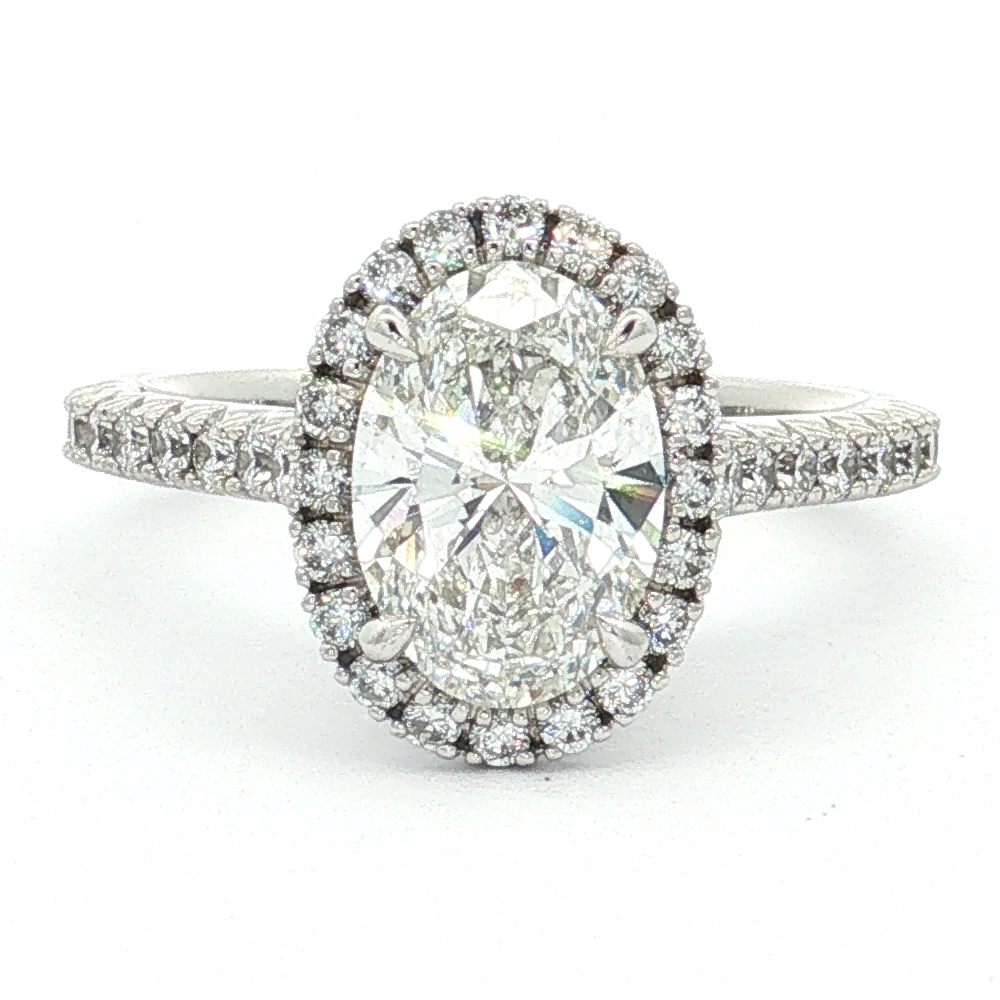 18ct White Gold Oval Lab Grown Diamond Halo Ring 18ct White Gold Oval Lab Grown Diamond Halo Ring, Stelios Jewellers Perth
