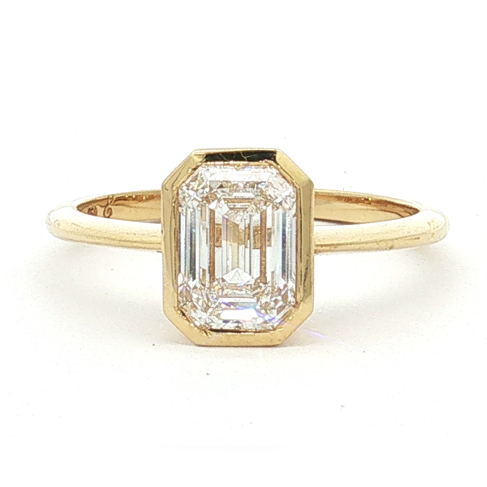 18ct Yellow Gold Emerald Cut Lab Grown Diamond Solitaire Ring 18ct Yellow Gold Emerald Cut Lab Grown Diamond Solitair, Stelios Jewellers Perth